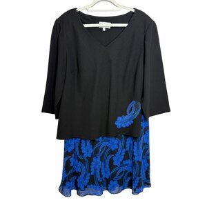 Studio I 2 Piece Black Blue Chiffon Skirt Set Size 20W